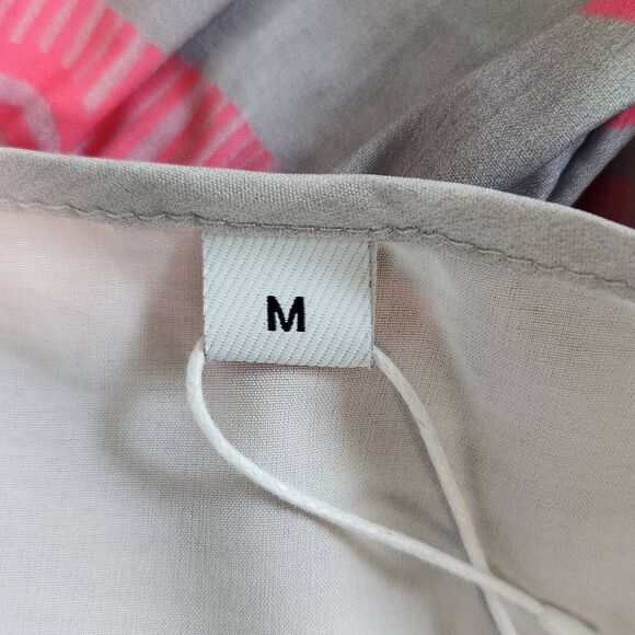 Pink and Gray Puff Sleeve Boho Print Oversized Midi Dress NWOT Size Medium - Picture 7 of 10